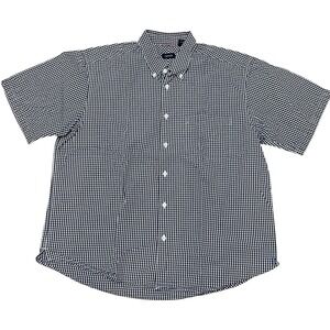 IZOD Men's Large Blue White Gingham Short sleeve Button Down Cotton Preppy Shirt